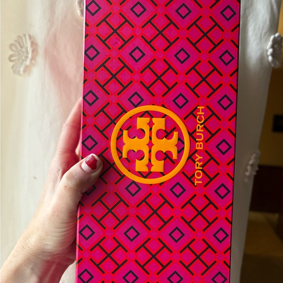 Tory Burch new with box double t sport slide plum/gold size 6 - Picture 3 of 8